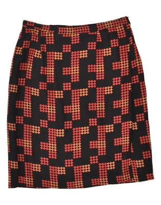 VINTAGE Womens Midi Skirt W28 Medium  Black Geometric AO06 - Image 1 of 3