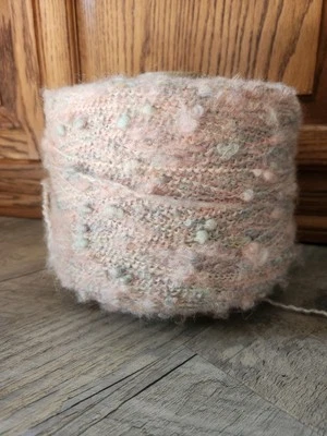 Mohair no cone feito na França fio texturizado algodão doce rosa/azul malha bebê - Imagem 1 de 4