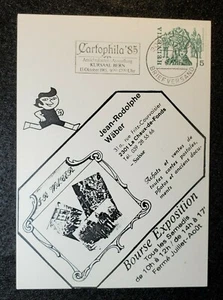 Cartophilia 1985- Postcard  Fair, Switzerland - with stamp & cancelled - Picture 1 of 2
