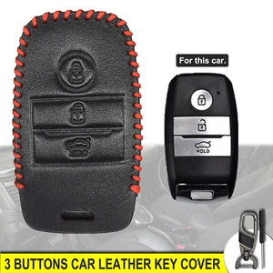 3 Buttons Car Key Leather Cover Fob Case For Kia Soul Optima Cerato Rio Sorento - Picture 1 of 8