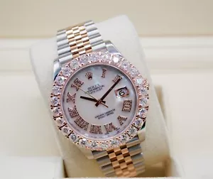 Rolex Datejust 41mm 126331 Custom 7ct Diamond Bezel & Dial Roman Jubilee Rose BP - Picture 1 of 9