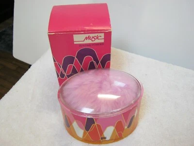 复古:Faberge,Music 女士除尘粉 全新 NOS,带盒,5 盎司。  — 第 1/4 张图片