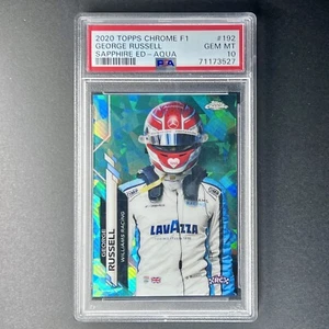 2020 TOPPS CHROME FORMULA 1 SAPPHIRE AQUA #192 GEORGE RUSSELL 61/99 RC PSA 10 - Picture 1 of 2