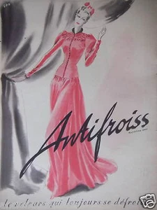 PRESS AD 1938 ANTI-FROST RAYON ANTI VELVET WRINKLING DRESS - Picture 1 of 1
