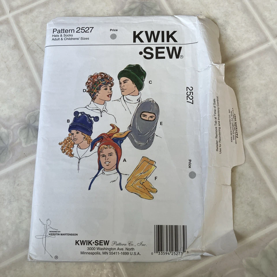 Kwik Sew 2527 Child Adult Hats Socks Pattern Xs-xl Jester Balaclava Headband Cap