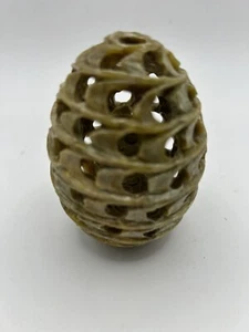 Carved Stone Egg with Carved Owl Inside Collectible 3.5"H - Picture 1 of 7