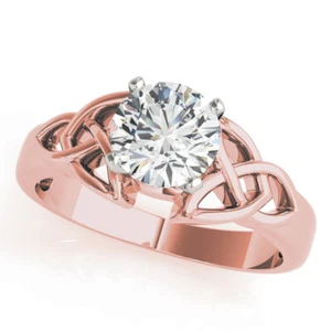 Forever Brillant Moissanit Solitär keltischer Verlobungsring 14 Karat Roségold  - Bild 1 von 2