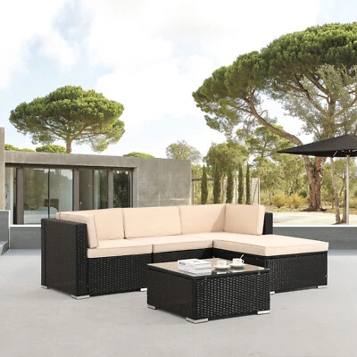 AREBOS® Polyrattan Gartenmöbel Gartenset Lounge Garnitur Set Sitzgruppe schwarz - Bild 1 von 4