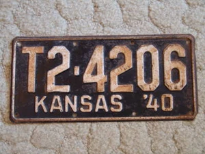 ANTIQUE 1940 KANSAS LICENSE TAG/PLATE - #T2-4206 - Bild 1 von 2