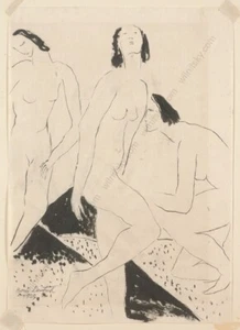 Boris Deutsch (1892-1978) "Drei Gnaden", Tuschezeichnung, 1929 (1) - Bild 1 von 11