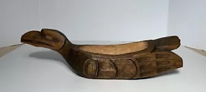 NORTHWEST COAST CARVED WOOD FEAST BOWL DON McCLORY 1978 Signed 15 1/2” Long - Picture 1 of 11