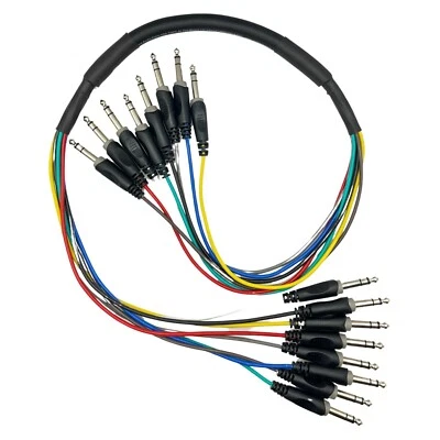 Roxtone 8-Channel 1/4 Inch TRS Snake Cable - TRS Fantail Cable Snake, 3 Feet - Image 1 of 2