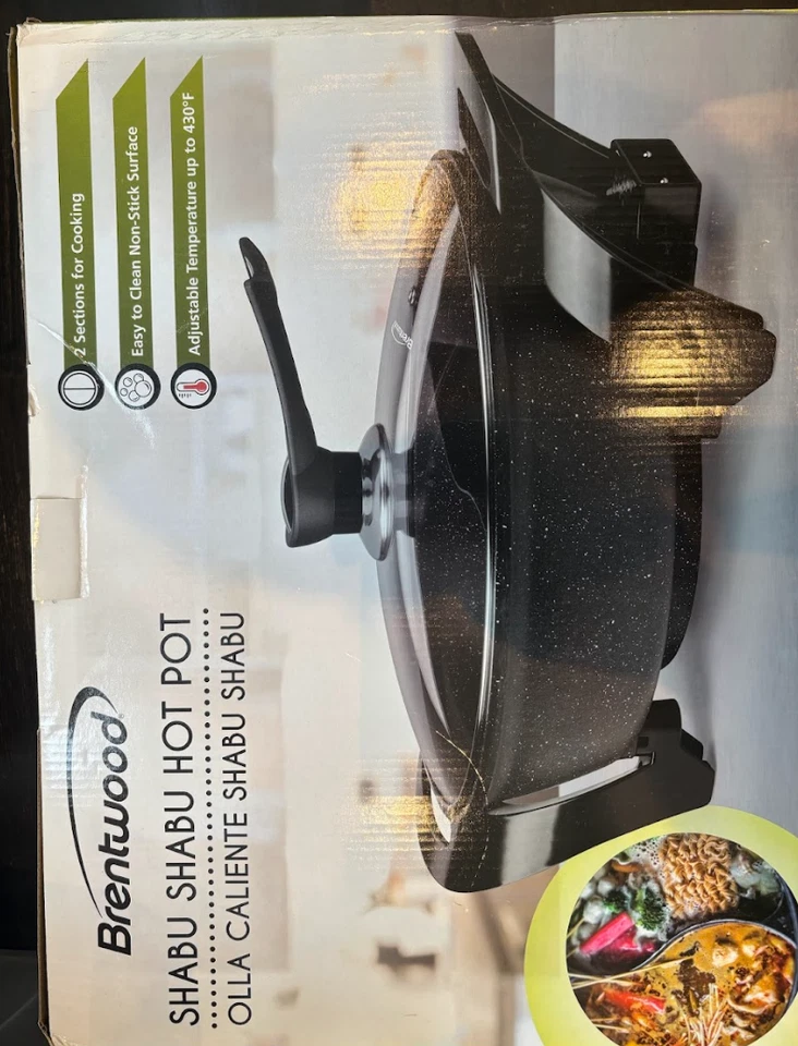 Olla Shabu eléctrica antiadherente Brentwood SK-72BK de 6 cuartos de galón con divisor negra Foto 1 de 1