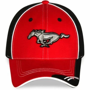 Red on Black Mustang Running Horse Hat * Stylish Cap For Mustang Fans SHIPS FREE - Picture 1 of 7
