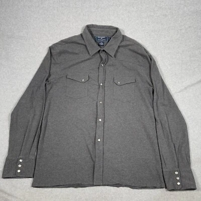 Camisa Polo Deportiva De Colección Para Hombre XL Gris Manga Larga A Presión Vaquero Occidental  Foto 1 de 4