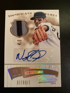 2014 CLASSICS GOLD 2-COLOR JERSEY AUTO RC NICK CASTELLANOS  #7/25 High Grade