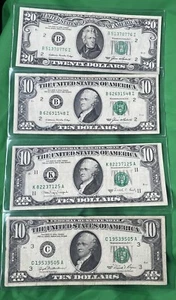 U.S. Banknote Lot – $20 & $10 (1981, 1985 x2, 1988) – 4 Notes –Nice Condition🔥 - Picture 1 of 2