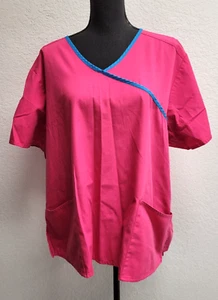 Dickies Scrub Top (2XL) Pink Short Sleeve 3 Pockets Polyester/Cotton - Picture 1 of 6