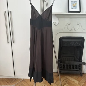 Ted Baker Dark Brown Silk Slip Dress Sample Size 2 (UK 10) - Picture 1 of 5