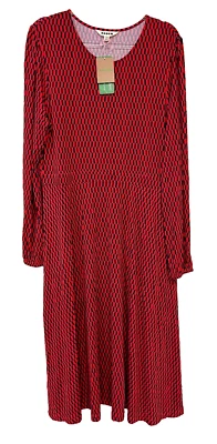 Boden женщин длинным рукавом красный синий Camille Джерси Midi платье размер 16R - 18R новый с Ярлыками - Изображение 1 из 4