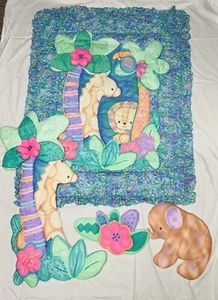 Lambs And Ivy Safari Lion Giraffe Wall Hanger Blanket Quilt Crib - Picture 1 of 24