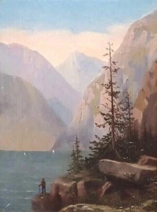 1881 LISTED GERMAN J JULIUS HEFFNER Sd ORIG O/B BRUSSELS MOUNTAIN RIVER VALLEY - Picture 1 of 11