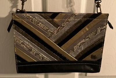 The Sak Black Leather Cross Body Small Women's Purse Gold Silver Evening - Image 1 of 4