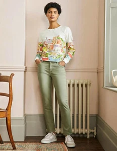 BODEN Slim Straight Ankle Skimmers JEANS Laurel Green T0550 SIZE UK 12L VGC - Picture 1 of 7