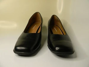 NIB Womens Naturalizer Laura Black Leather Upper Black Block Heel Pumps Size 8.5 - Picture 1 of 12