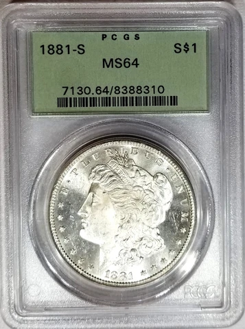1881-S  Morgan Dollar PCGS MS 64 Old Green Holder Looks PL Frosty Gem Cover