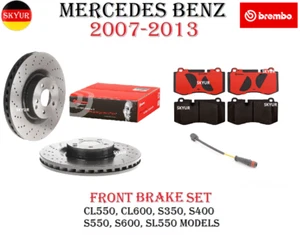 Front Brake Rotors & Brake Pad Set with Sensor For 07-13 Mercedes W221 W216 W230 - Picture 1 of 9