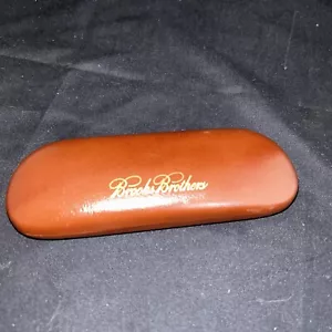 Brooks Brothers Eyeglasses Case Hard Shell Slim Brown Protective Travel Carrier - Picture 1 of 2