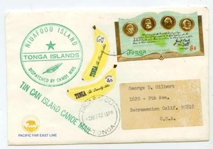1974 Tin Can Tonga Island Canoe Mail - banana issues - SS Mariposa to California - Picture 1 of 2