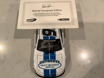 DAVID RAGAN AUTOGRAPHED 2014 FORD MUSTANG CARROLL SHELBY DIECAST W/COA & CARD - Image 1 of 4