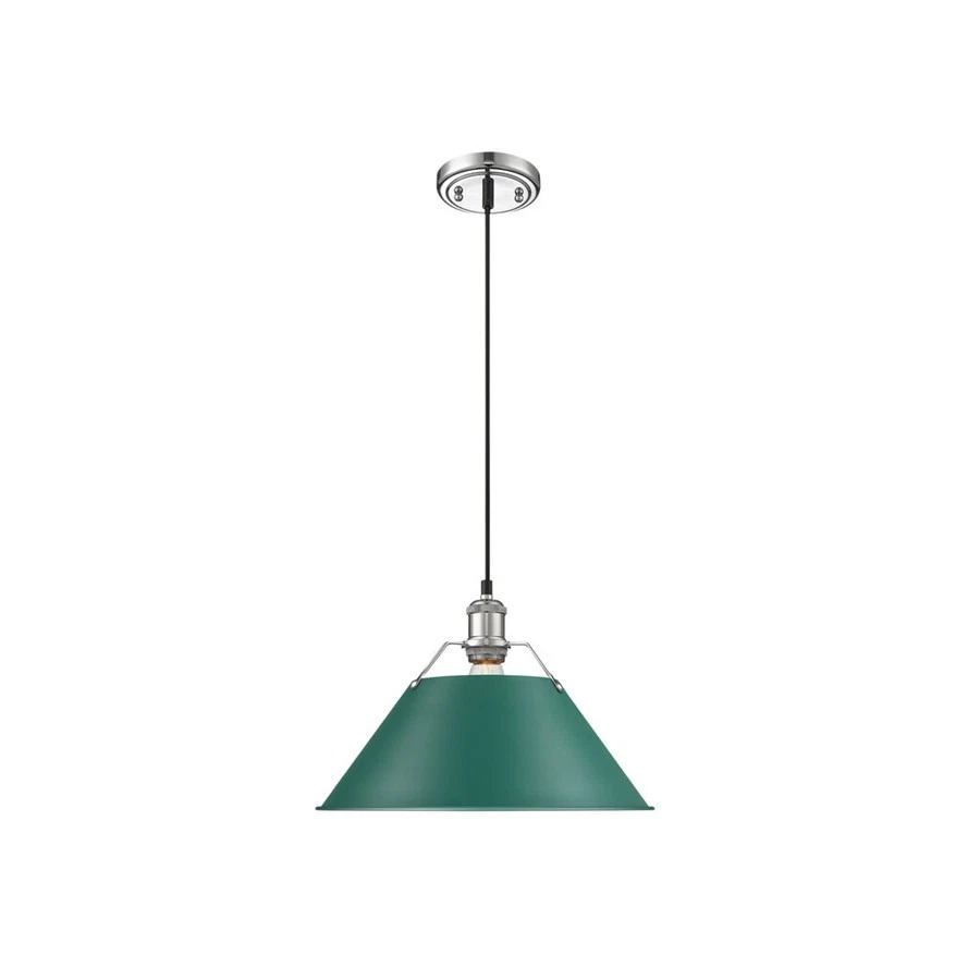 Colgante grande Golden Lighting Orwell de 14" de ancho, cromo/verde pino - 3306-LCH-GN Foto 1 de 1