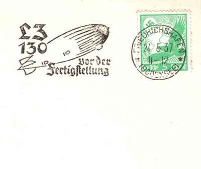 ZEPPELIN *LZ.130* PICTORIAL MACHINE Cancel Postcard 1937 Friedrichshafen KZ379 - Image 1 of 4