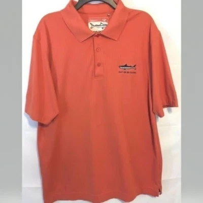 CUTTER & BUCK MEN'S SHIRT Embroidery Fish Motif Large Orange S/S - Image 1 of 4