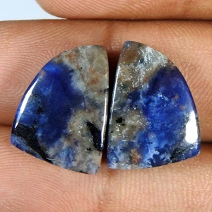 16.85Cts100%Natural Designer Blue Sodolite Pair Fancy Cabochon Gemstone - Picture 1 of 3