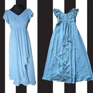 Azazie Omari Junior Sky Blue Wedding Bridesmaid Empire Waist Party Dress - Picture 1 of 10