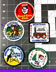 Montana Butte Gold Panning, Wagons, Santa Clause, Vintage Five Patches, Club V4 - Picture 1 of 4