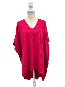 Bryn Walker Pullover V-neck Bamboo & Organic Cotton Tunic  Red Striped Top - Picture 1 of 7