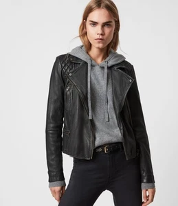Chaqueta de motociclista acolchada de carga de cuero All Saints para mujer talla US 4 Moto Designer - Imagen 1 de 16
