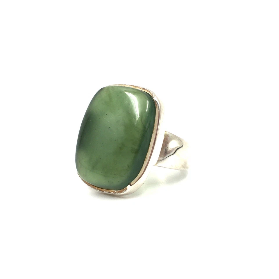 Anello uomo sigillo giada verde argento 925 vintage gioiello 19.1mm/60... - Immagine 1 di 4