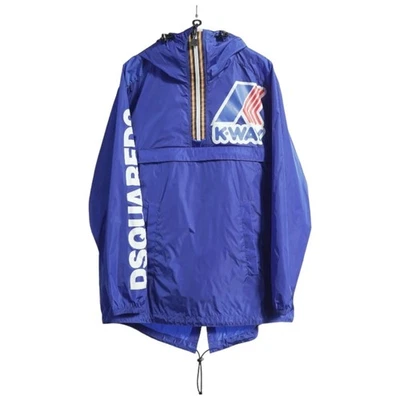 DSQUARED2 k-Way Hombre Chaqueta Impermeable Corte Normal Capucha Cazadora Azul - Imagen 1 de 4