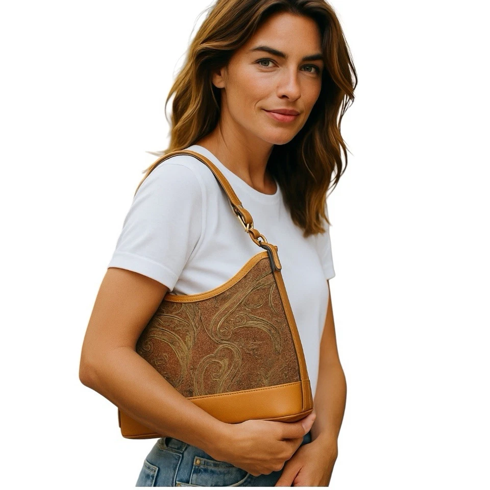 Giani Bernini Paisley Bolsos de Mano Marrón Bolso de Hombro Hobo Bolso Cartera Cuero Lona Foto 1 de 4