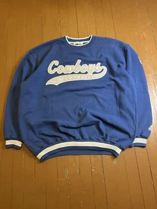 Vintage Starter Dallas Cowboys Sweatshirt Mens Crewneck 2XL Pro Line Script Blue - Picture 1 of 9