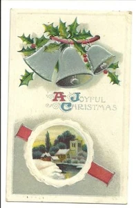 Nash Silver Bell Winter Scene Holly Christmas Postcard - Picture 1 of 1