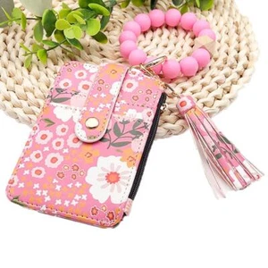 Ladies Boho Style ID Card Wristlet Wallet Keychain With Beaded Tassel Deco q3fs - Picture 1 of 21