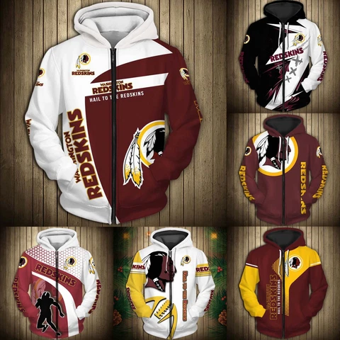Washington Redskins Mens Hoodie Sweatshirt Outdoor Sportswear Zipper Jacket Coat Cover