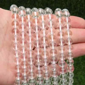 Natural Clear Crystal Round Beads 6mm 8mm 10mm Smooth Polished Gemstones - Picture 1 of 4